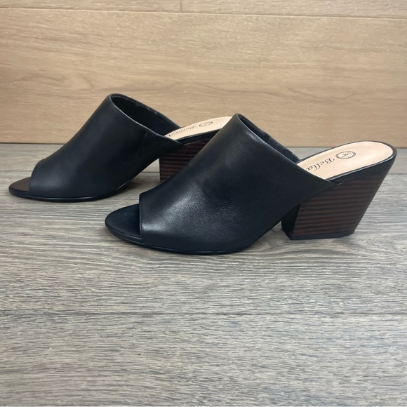 Bella Vita Kathy Open Toe Black Leather Mule Sandals Women Size 8 - Picture 6 of 17